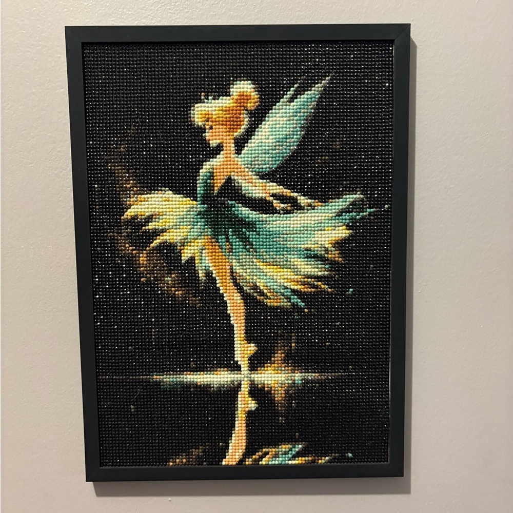 Tinkerbell Dancing Ballerina Diamond  Framed Art